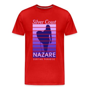 Nazare Surfer Girl Portugal Silver Coast - Men's Premium Organic T-Shirt - red - Front - Damien (186cm)