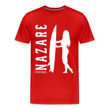 Nazare Surfer Girl Portugal - Men's Premium Organic T-Shirt - red - Front - Damien (186cm)