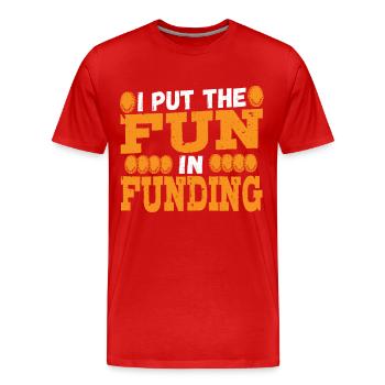J’apporte le plaisir dans le financement - T-shirt bio Premium Homme - rouge - Devant - Damien (186cm)