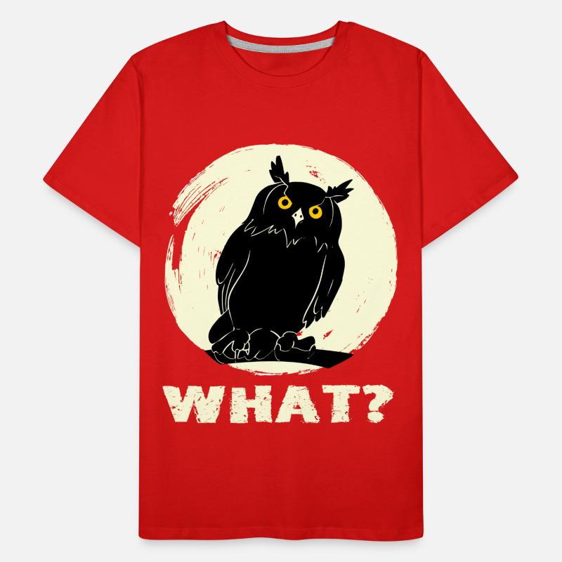 Eule fragt skeptisch What? Lustiger Eulen Spruch Männer Premium Bio T-Shirt
