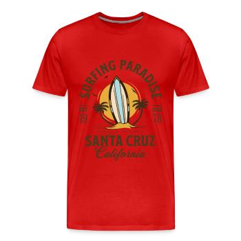 Santa Cruz California Surfing Paradise - Men's Premium Organic T-Shirt - red - Front - Damien (186cm)