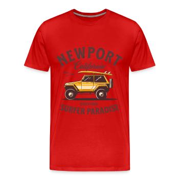 Newport California Surfer Paradise - Men's Premium Organic T-Shirt - red - Front - Damien (186cm)