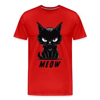 MEOW Niedliches Genervtes Katzengesicht - Männer Premium Bio T-Shirt - Rot - Vorne - Damien (186cm)