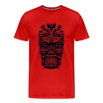 Tribal Tiki Maori Masque Polynésien Rétro Polynésien - T-shirt bio Premium Homme - rouge - Devant - Damien (186cm)