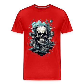 Totenkopf Abstrakt Street Art - Männer Premium Bio T-Shirt - Rot - Vorne - Damien (186cm)