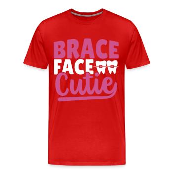 Broches Face Cutie Orthodontiste - T-shirt bio Premium Homme - rouge - Devant - Damien (186cm)