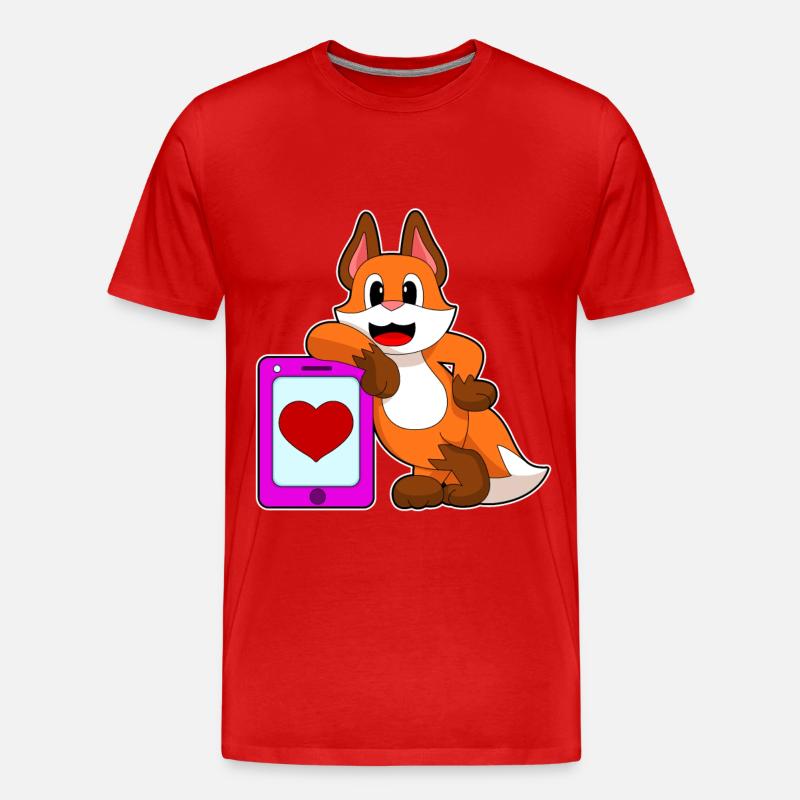 Fuchs Herz - Männer Premium Bio T-Shirt - Rot