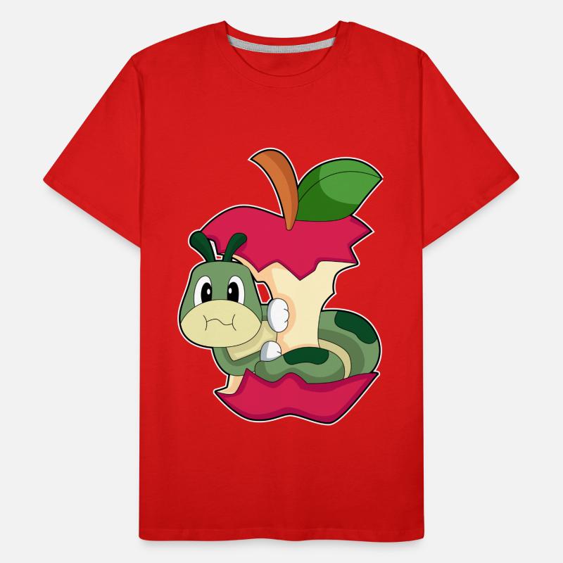 Chenille mangeant de la pomme T-shirt bio Premium Homme