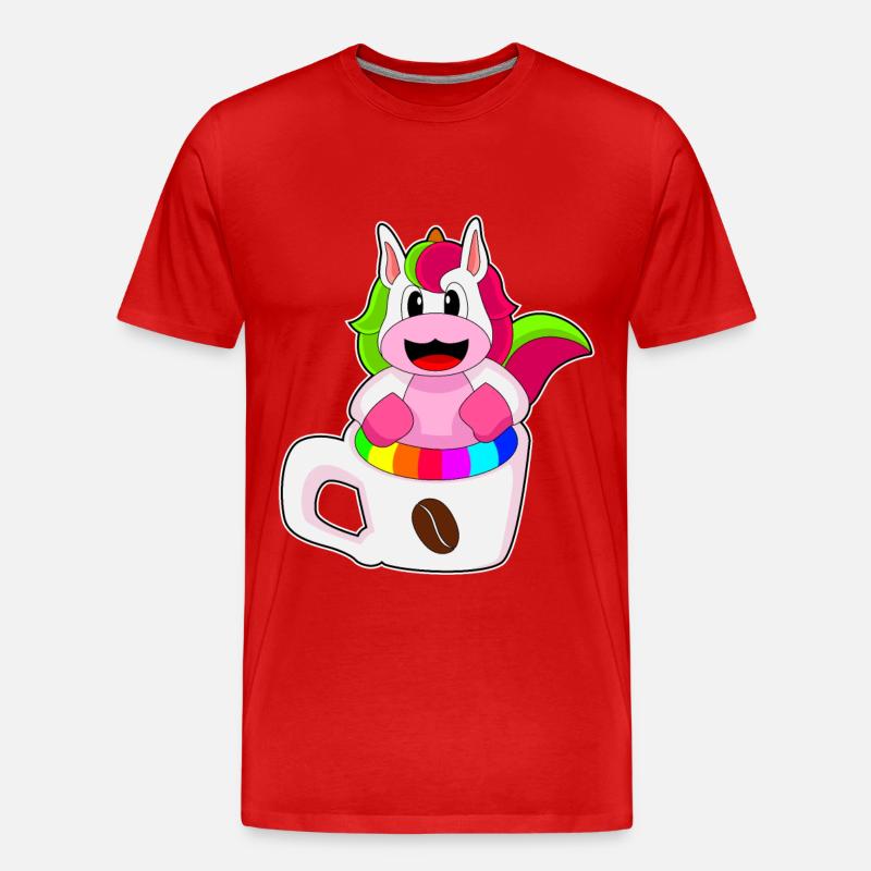 Einhorn Kaffee Kaffeebecher - Männer Premium Bio T-Shirt - Rot