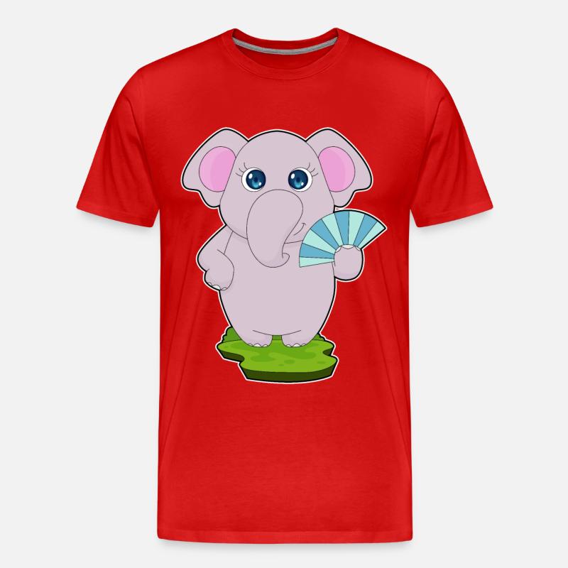 Elefant Handventilator - Männer Premium Bio T-Shirt - Rot