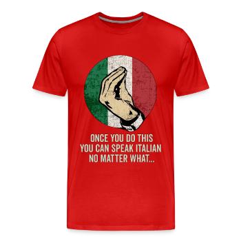 Geste de la main italien Italie Drapeau italien - T-shirt bio Premium Homme - rouge - Devant - Damien (186cm)