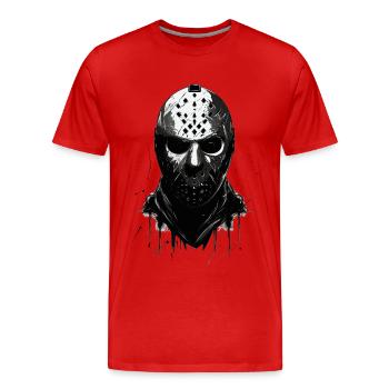 Gruselige Halloween Eishockey Torwart Maske - Männer Premium Bio T-Shirt - Rot - Vorne - Damien (186cm)