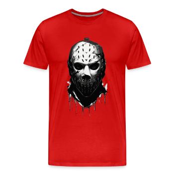 Gruselige Halloween Eishockey Torwart Maske - Männer Premium Bio T-Shirt - Rot - Vorne - Damien (186cm)