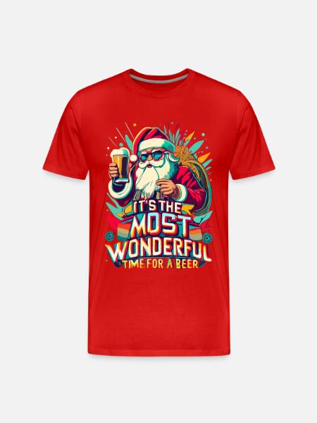 Weihnachtsmann- Bierliebhaber Geschenkidee - Männer Premium Bio T-Shirt - Rot