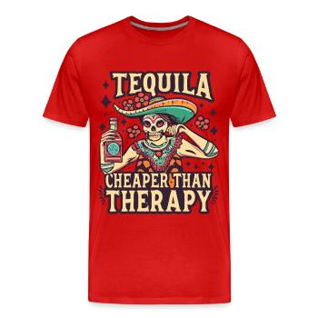 Tequila is Cheaper Than Therapy Lustiger Spruch - Men's Premium Organic T-Shirt - red - Front - Damien (186cm)
