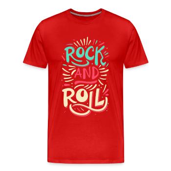 Rock And Roll Rock Statement Motto - Männer Premium Bio T-Shirt - Rot - Vorne - Damien (186cm)