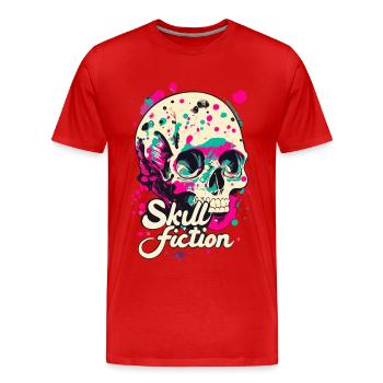 Skull Fiction Totenkopf Totenschädel - T-shirt bio Premium Homme - rouge - Devant - Damien (186cm)