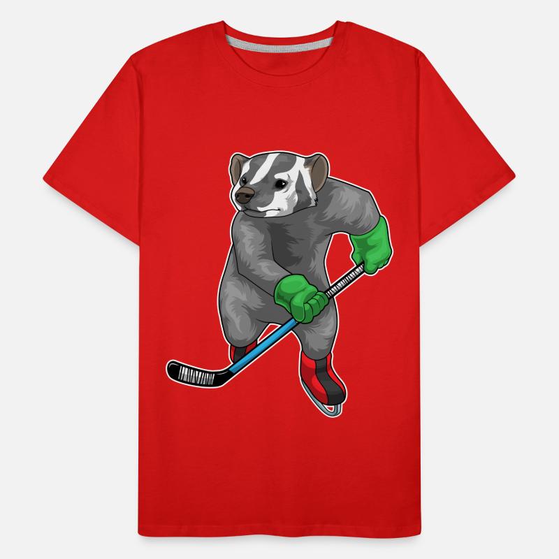 Honigdachs Eishockey Eishockeyschläger Männer Premium Bio T-Shirt