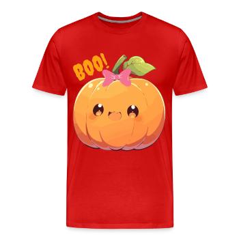 Frighteningly Cute Pumpkin / Gift Idea - Men's Premium Organic T-Shirt - red - Front - Damien (186cm)