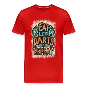 Eat Sleep Darts Repeat Dart Spruch - Männer Premium Bio T-Shirt - Rot - Vorne - Damien (186cm)
