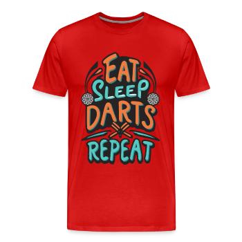 Dart Spruch Eat Sleep Darts Repeat - Männer Premium Bio T-Shirt - Rot - Vorne - Damien (186cm)