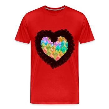 nature, nature lover, heart, firs, trees, forest - Men's Premium Organic T-Shirt - red - Front - Damien (186cm)