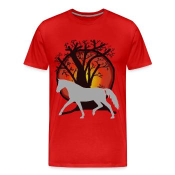 Chevaux, Chevaux, Cheval Sauvage, Nature, Nature Sauvage, Soleil, Cheval - T-shirt bio Premium Homme - rouge - Devant - Damien (186cm)
