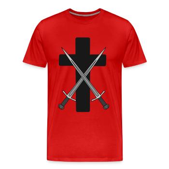 Dark Cross Médiéval Épées Guerrier Combattant - T-shirt bio Premium Homme - rouge - Devant - Damien (186cm)