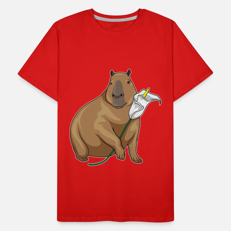 Capybara, Calendula, Fleurs T-shirt bio Premium Homme