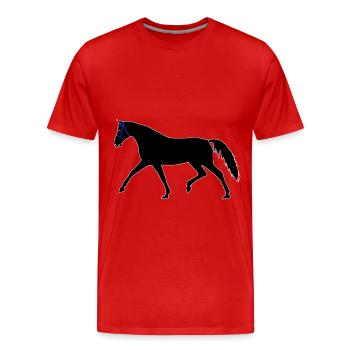 Cheval, Noir, Étalon, Cavalier, Cavalier, Chevaux, Enfant - T-shirt bio Premium Homme - rouge - Devant - Damien (186cm)