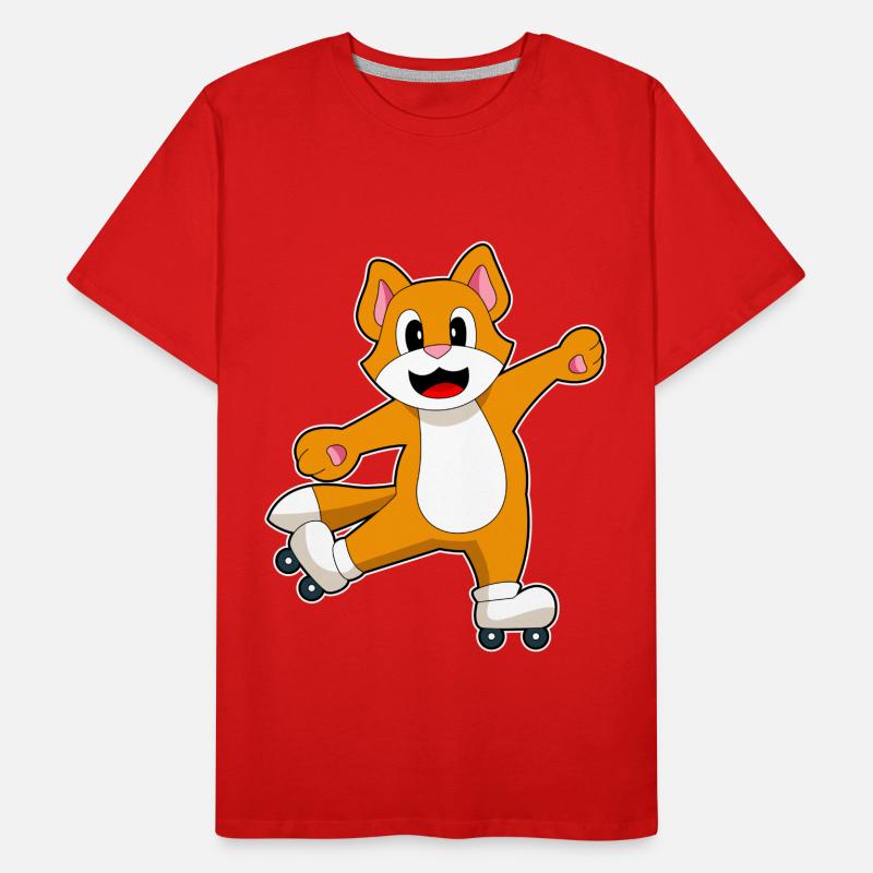 Cat Inline Skating Roller Skates Men's Premium Organic T-Shirt