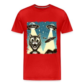 Drôle Alien Alien Croire - T-shirt bio Premium Homme - rouge - Devant - Damien (186cm)