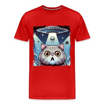 Funny Alien Alien Believe - Men's Premium Organic T-Shirt - red - Front - Damien (186cm)