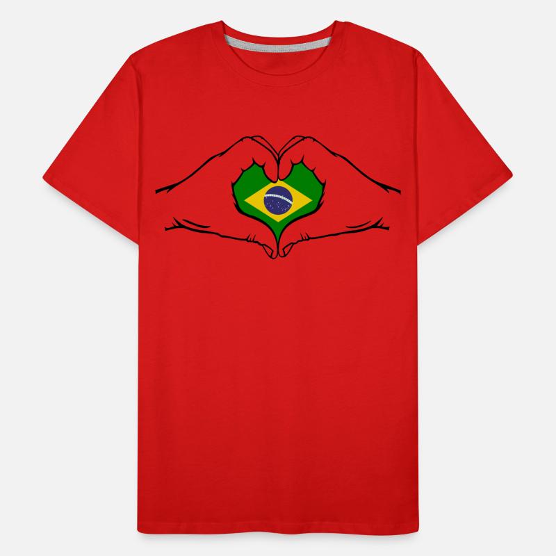 Drapeau du Brésil Aiguilles Forme De Coeur T-shirt bio Premium Homme