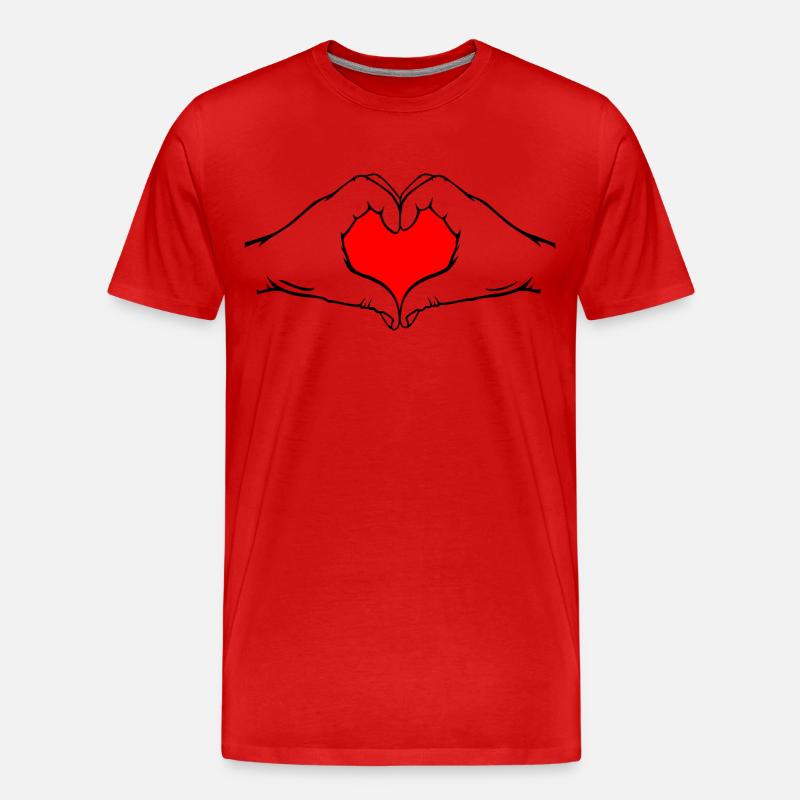 Hände in Herzform - Männer Premium Bio T-Shirt - Rot