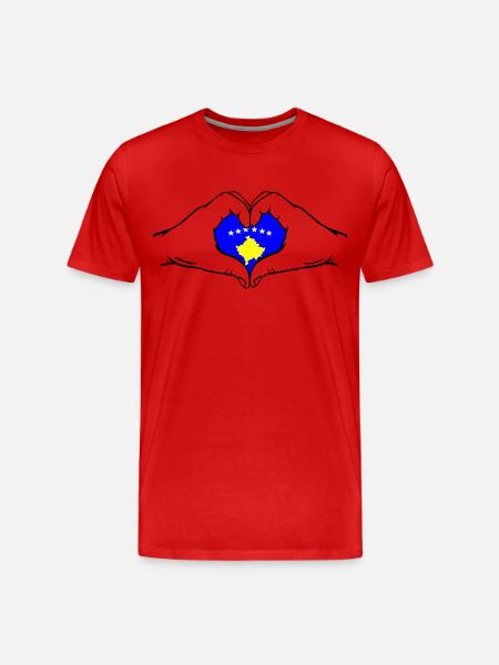 Kosovo Flag Hands Heart Shape - Men's Premium Organic T-Shirt - red