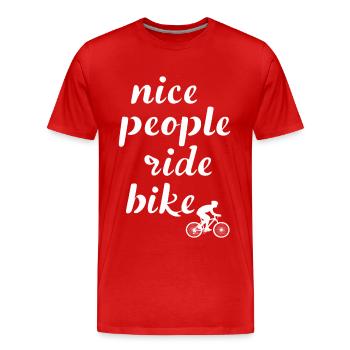 Les gens sympas font du vélo en disant citation - T-shirt bio Premium Homme - rouge - Devant - Damien (186cm)