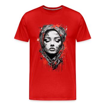 Graffiti Colorful Young Woman Abstract Art - Men's Premium Organic T-Shirt - red - Front - Damien (186cm)