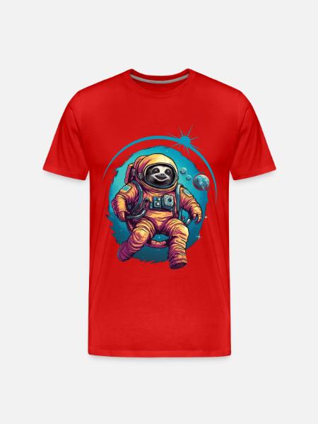 Sloth Astronaut Space Space Gift - Men's Premium Organic T-Shirt - red