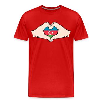Azerbaïdjan en forme de coeur avec les mains - T-shirt bio Premium Homme - rouge - Devant - Damien (186cm)