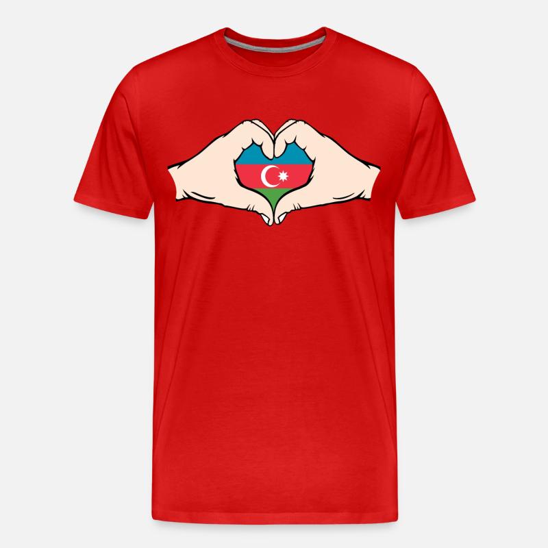 Aserbaidschan Herzform mit Hände - Männer Premium Bio T-Shirt - Rot