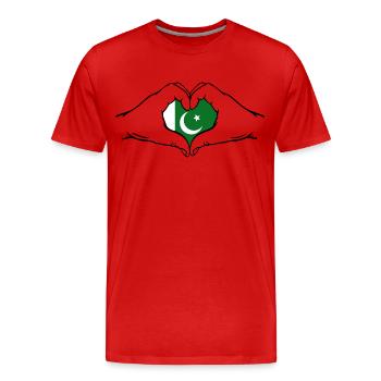 Pakistan Heart Shape - Men's Premium Organic T-Shirt - red - Front - Damien (186cm)