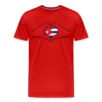 Kuba Flagge Herzform used - Männer Premium Bio T-Shirt - Rot - Vorne - Damien (186cm)