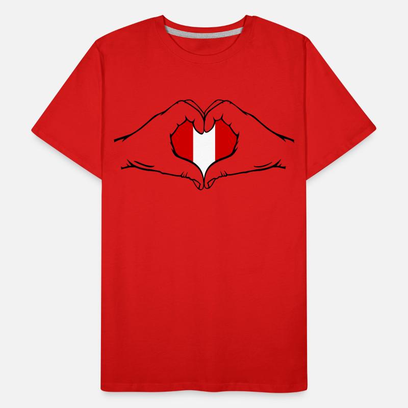 Peru Flagge Herzform Männer Premium Bio T-Shirt