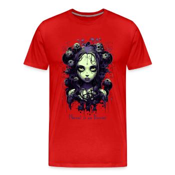 Gothic Girl Spruch Normal is an Illusion - Männer Premium Bio T-Shirt - Rot - Vorne - Damien (186cm)