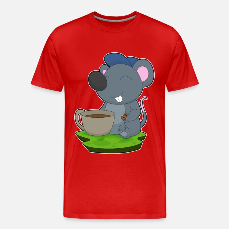 Maus Kaffee Tasse - Männer Premium Bio T-Shirt - Rot