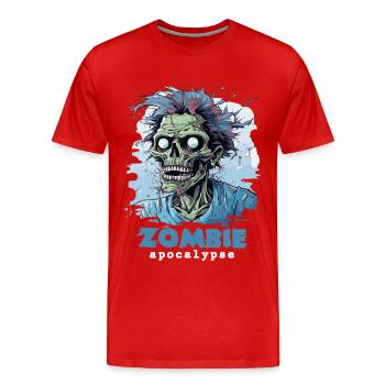Zombie Apokalypse Zombies Untote Halloween - Männer Premium Bio T-Shirt - Rot - Vorne - Damien (186cm)