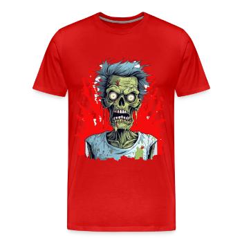 Halloween Gruseliger Horror Zombie - Männer Premium Bio T-Shirt - Rot - Vorne - Damien (186cm)