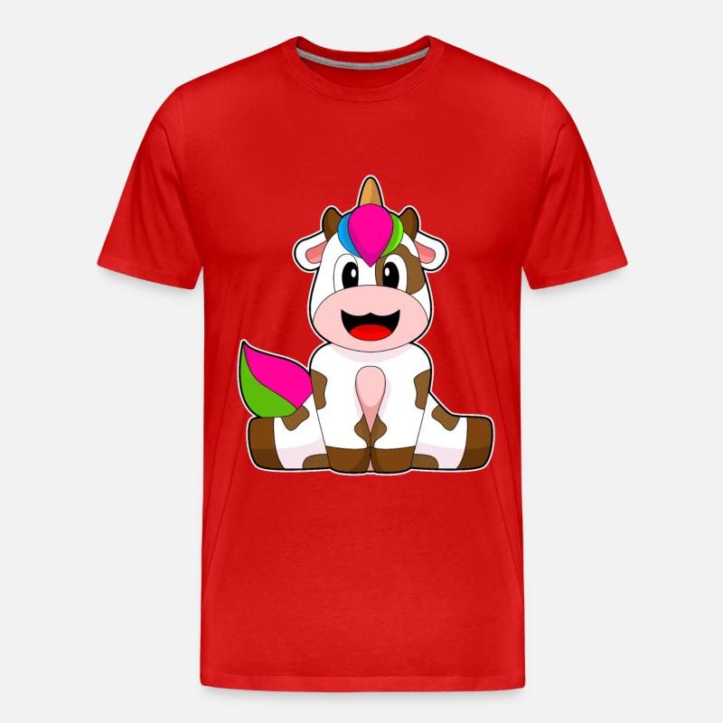 Kuh Einhorn - Männer Premium Bio T-Shirt - Rot