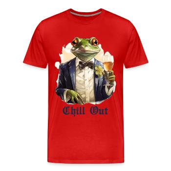 Grenouille cool en smoking avec boisson disant citation - T-shirt bio Premium Homme - rouge - Devant - Damien (186cm)